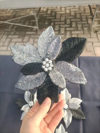 Set 11 Decorazioni Natalizie Argento Nero