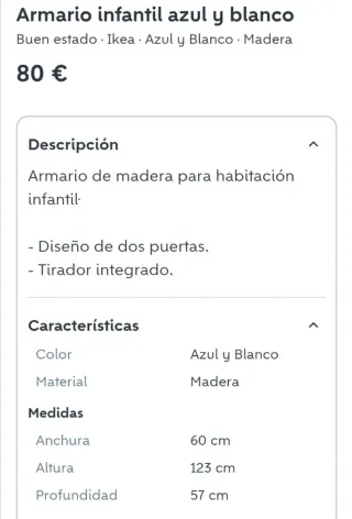 Armario infantil azul y cama