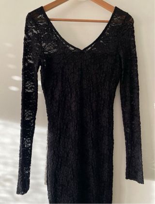 vestido negro encaje H&M