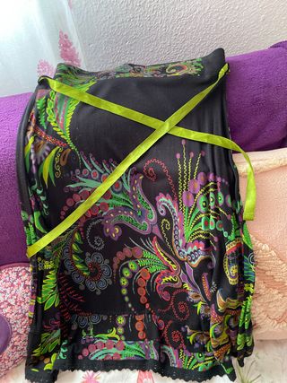 Falda Desigual Talla S Estampado Multicolor