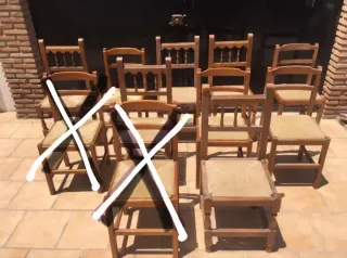 Sillas de anea madera (Set de 9)