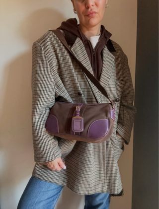 Borsa Prada originale marrone e viola