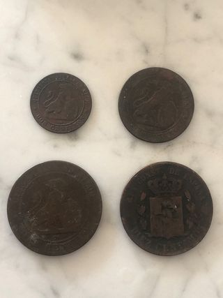 Lote 4 monedas antiguas cobre