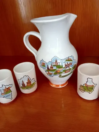 Jarra y Vasitos Cerámica artesanal de Andalucía