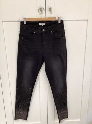 Pantalon pitillo Morgan mujer pedrería negro T38