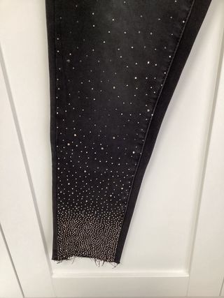 Pantalon pitillo Morgan mujer pedrería negro T38