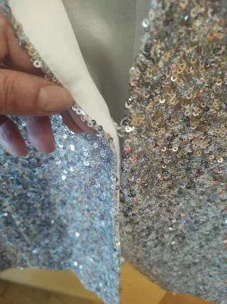 Chaqueta Fiesta Zara L/40/12 Lentejuelas Plata