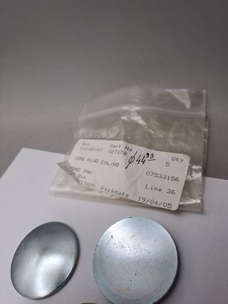 27378 2 x Tapón Bloque Motor Triumph TR2A-4A Ø44,3