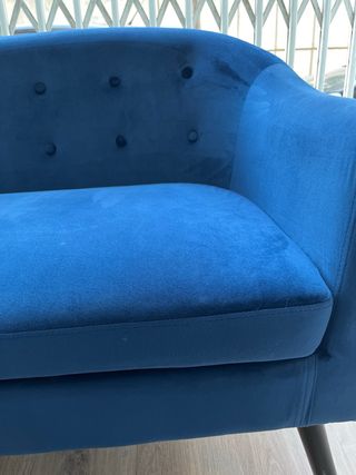Sofá azul de terciopelo