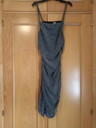 Vestido fiesta brillo plateado