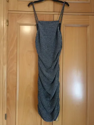 Vestido fiesta brillo plateado