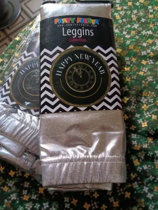 Leggins Party Fiesta Talla Única Plateados