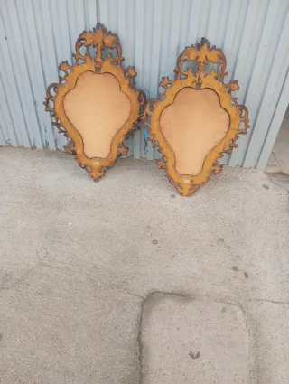 2 Espejos Antiguos Madera Dorada medias artas65 42