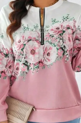 Camiseta floral manga larga