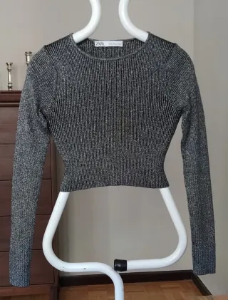 Jersey fiesta Zara negro plateado talla S Nuevo