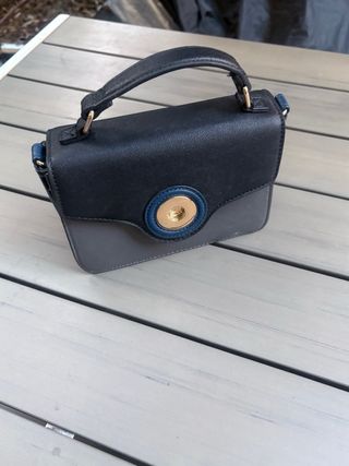 Borsa a mano Carpisa nera e grigia inserti in blu