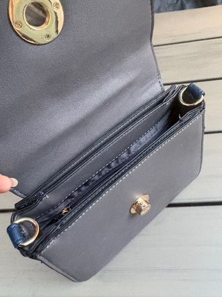 Borsa a mano Carpisa nera e grigia inserti in blu