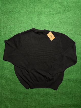 Jersey Stussy Negro con Logo Beige Y2K