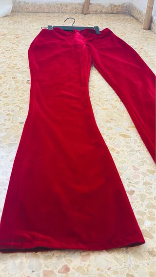 Pantalón campana terciopelo rojo