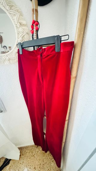Pantalón campana terciopelo rojo