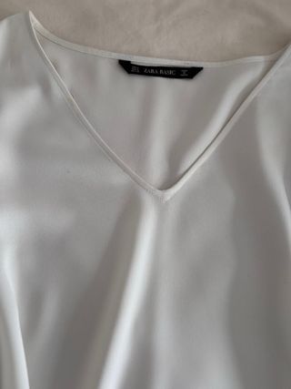 Camisa Zara Basic Blanca Mujer Talla M