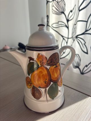 Jarra Cerámica Vintage Frutas Pintada Mano