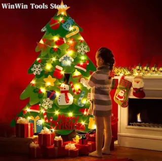 Árbol de Navidad DIY Fieltro con Guirnalda