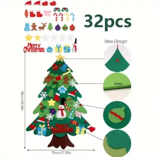 Árbol de Navidad DIY Fieltro con Guirnalda