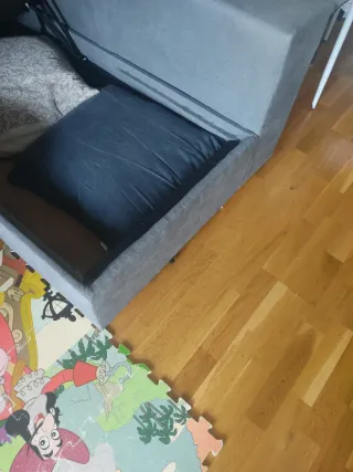 Sofá chaise longue gris tela