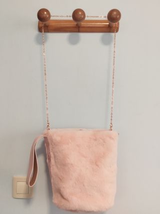 Bolso rosa peluche Soplo rose gold