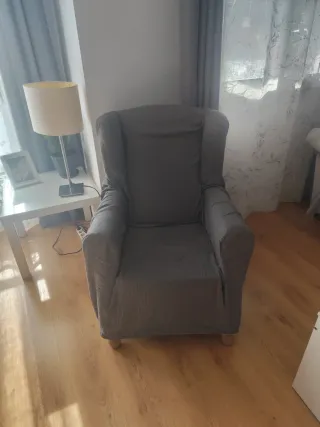 Sillón individual tela gris