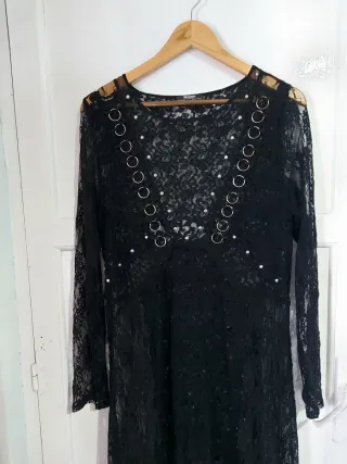 Vestido Zara Encaje Negro Talla L