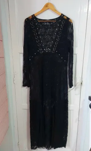 Vestido Zara Encaje Negro Talla L