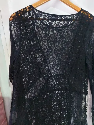 Vestido Zara Encaje Negro Talla L