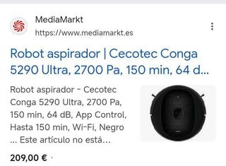 Cecotec Robot Aspirador y Friegasuelos Conga 5290