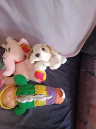 Lote peluches: oso, elefante, perro, duende