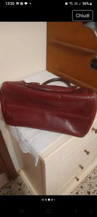 Borsa a bauletto pelle rossa