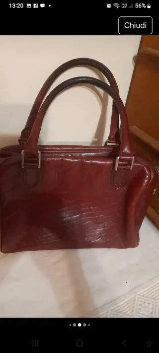 Borsa a bauletto pelle rossa