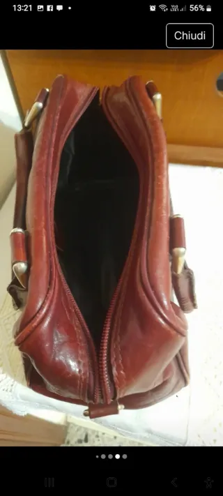 Borsa a bauletto pelle rossa