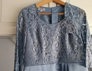 Vestido de fiesta Carfi azul plateado talla 44