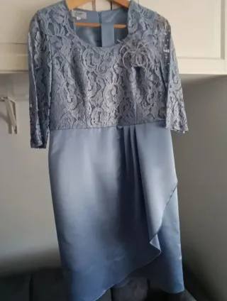 Vestido de fiesta Carfi azul plateado talla 44