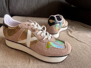 Zapatillas Munich Mujer Doradas y Rosas