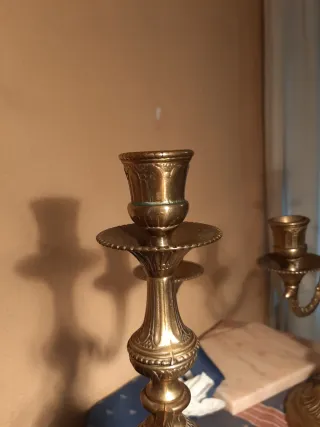 Pareja Candelabros Bronce 3 Brazos