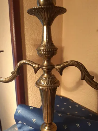 Pareja Candelabros Bronce 3 Brazos