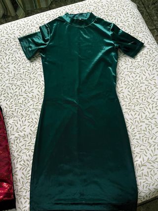 Vestido fiesta terciopelo rosa/rojo, verde, negro