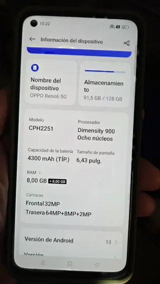 Oppo Reno6 5G 128GB Nero