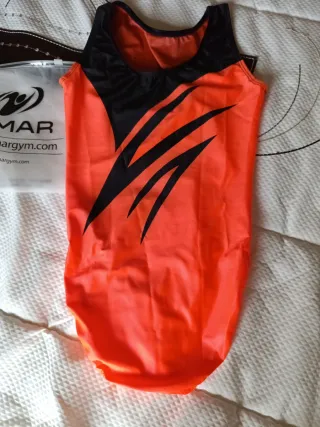 Maillot Gimnasia GIMAR Naranja y Negro niña 10 año