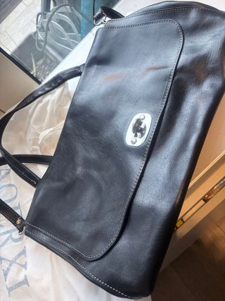 Borsa postina artigianale in pelle nera