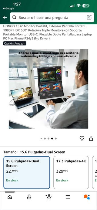 HONGO 15.6 Monitor Portátil Doble Pantalla