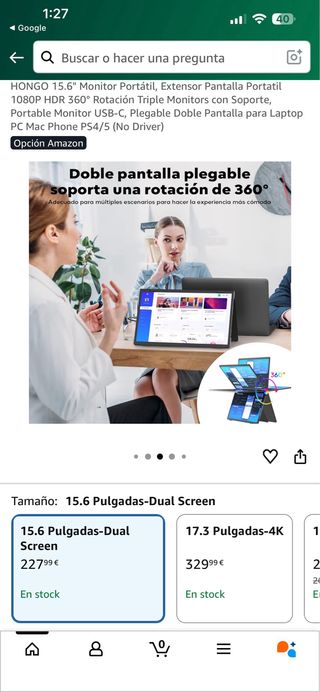 HONGO 15.6 Monitor Portátil Doble Pantalla